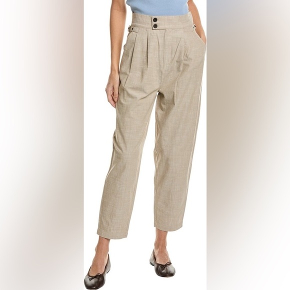JOIE 100% Cotton Nadia Pants in Oatmeal Light Academia Pleated Size 0 NWT - Picture 1 of 11